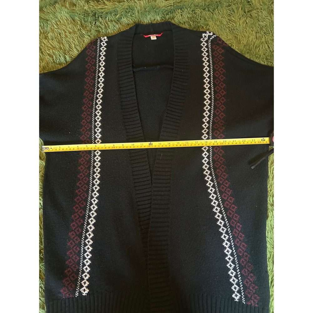 Unionbay Cardigan Womens XL Black Geometric Open Front Knit Sweater Retro Boho - Picture 5 of 9